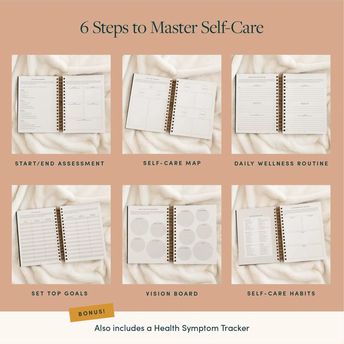 Simple Self The Self-Care Planner by - El mejor planificador semanal de vida para bienestar, alcanzar objetivos, salud, felicidad, productividad, gratitud, comidas, fitness, espiral sin fecha, 12