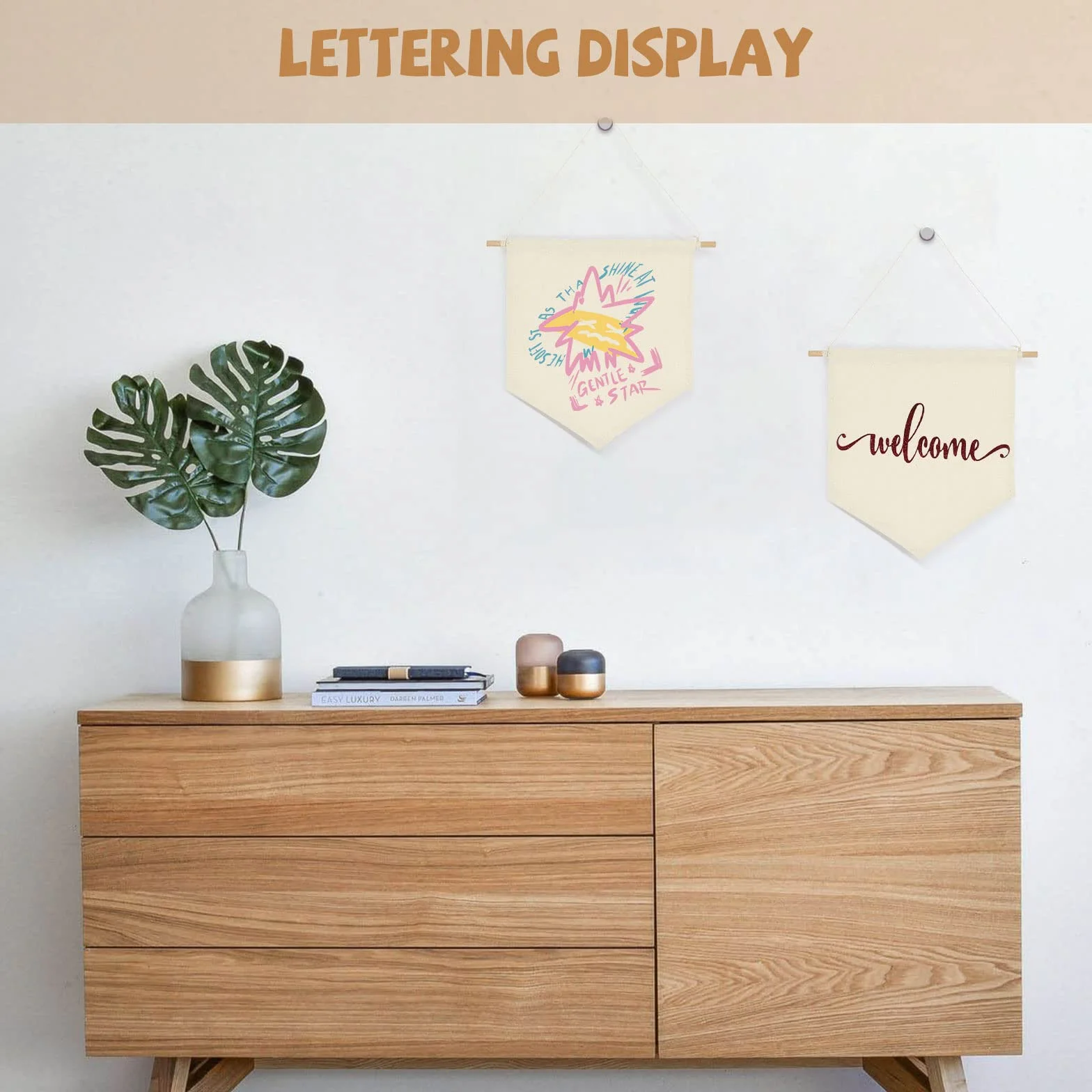 10 pancartas de lienzo de pared, lienzo blanco beige con clavija de madera, pin esmaltado para insignias, botones, colecciones de solapa