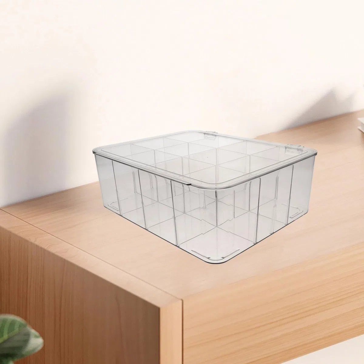 HEMOTON Tarjetero Organizador de Tarjetas de Juego Transparente de Plástico con Compartimentos y Tapa, para Cartas de Póker, Estuche para Tarjetas de Visita