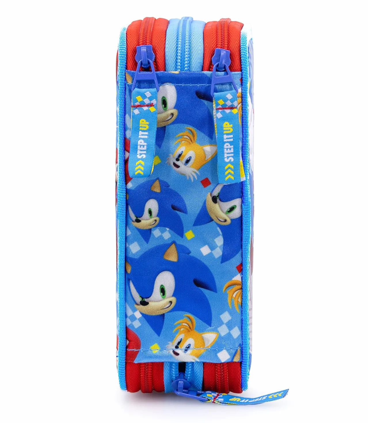 Estuche escolar 3 cremalleras Sonic The Hedgehog 3 Zip con 44 artículos (azul claro/rojo), 20×15×6 cm - Producto oficial SEGA, Cartuchera, turquesa, Contemporain