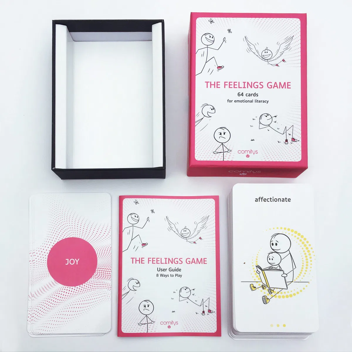 Comitys | Juego de Las emociones | 64 Tarjetas de alfabetización Emocional | Herramienta pedagógica Inspirada en la Comunicación No Violenta CNV | 177 Estados emocionales por descub (Inglés)