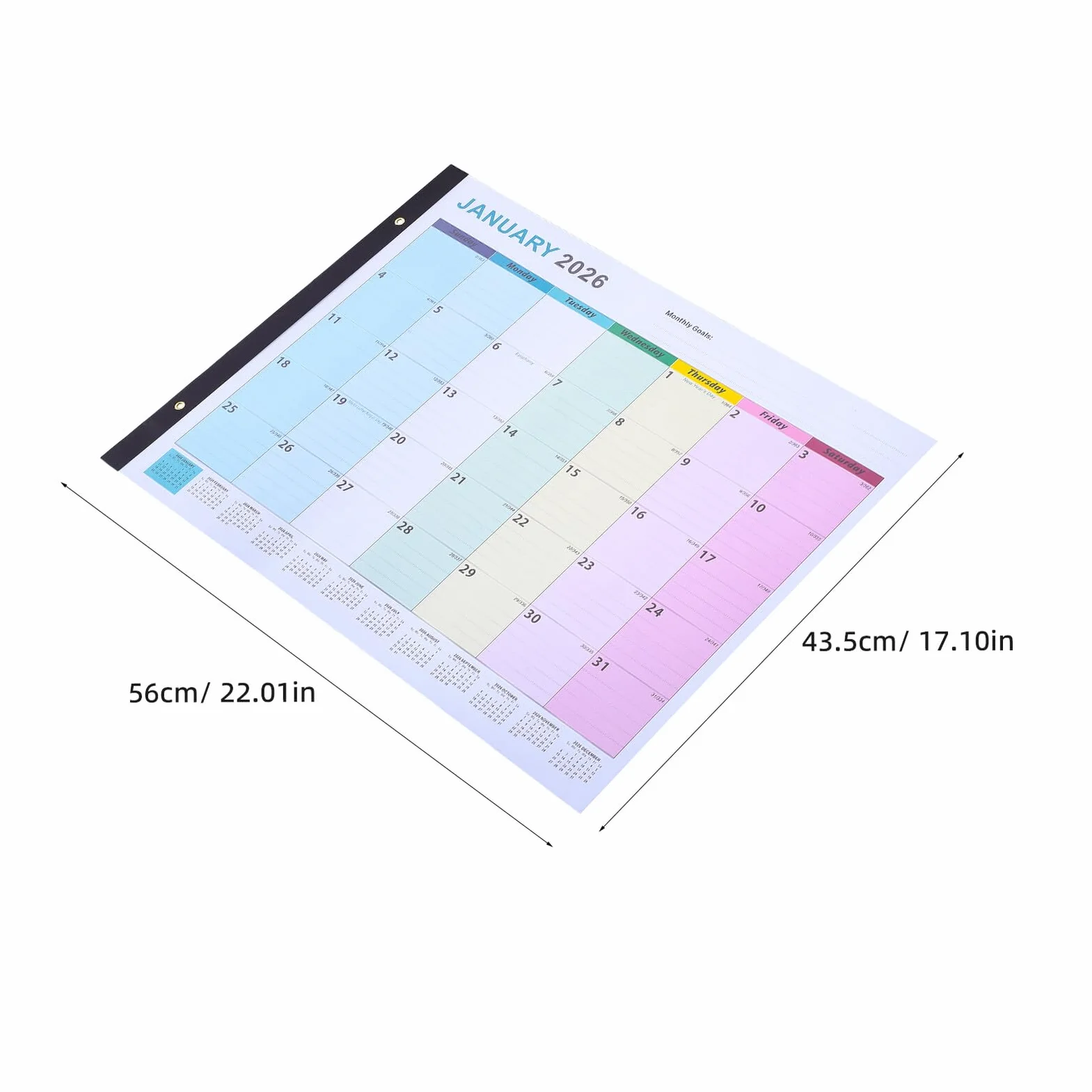Hemobllo Calendario de Pared Planificador Mensual Vertical Grande para Organizar el Hogar y Oficina Calendario Anual Colgante