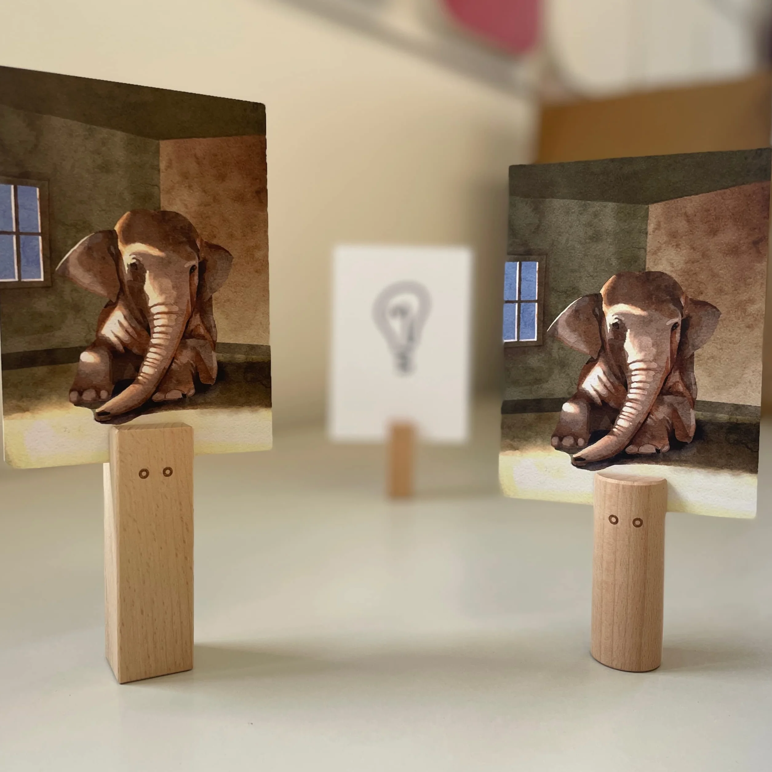 Figuras de madera con tarjetero para coaching sistémico y constelaciones familiares