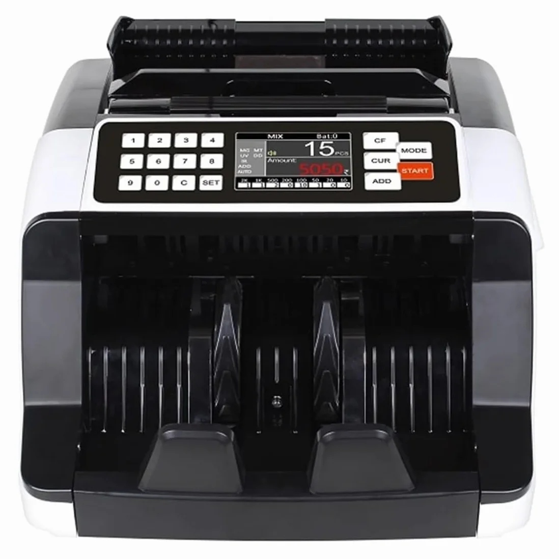Contador y detector de Billetes falsos de Denominación Mixta Maquinas para Contar Billetes Mixtos con 8 Veces Preciso EUR, USD, GBP Cuenta 1000 Billetes por minuto. Detección UV, MG, MT, IR.