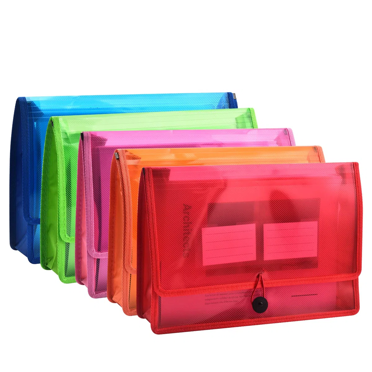 Gestor de archivos de carpetas extendidas con hilo elástico, transparente impermeable, expansión de 2,8 pulgadas, letra A4 para organización, paquete de 5