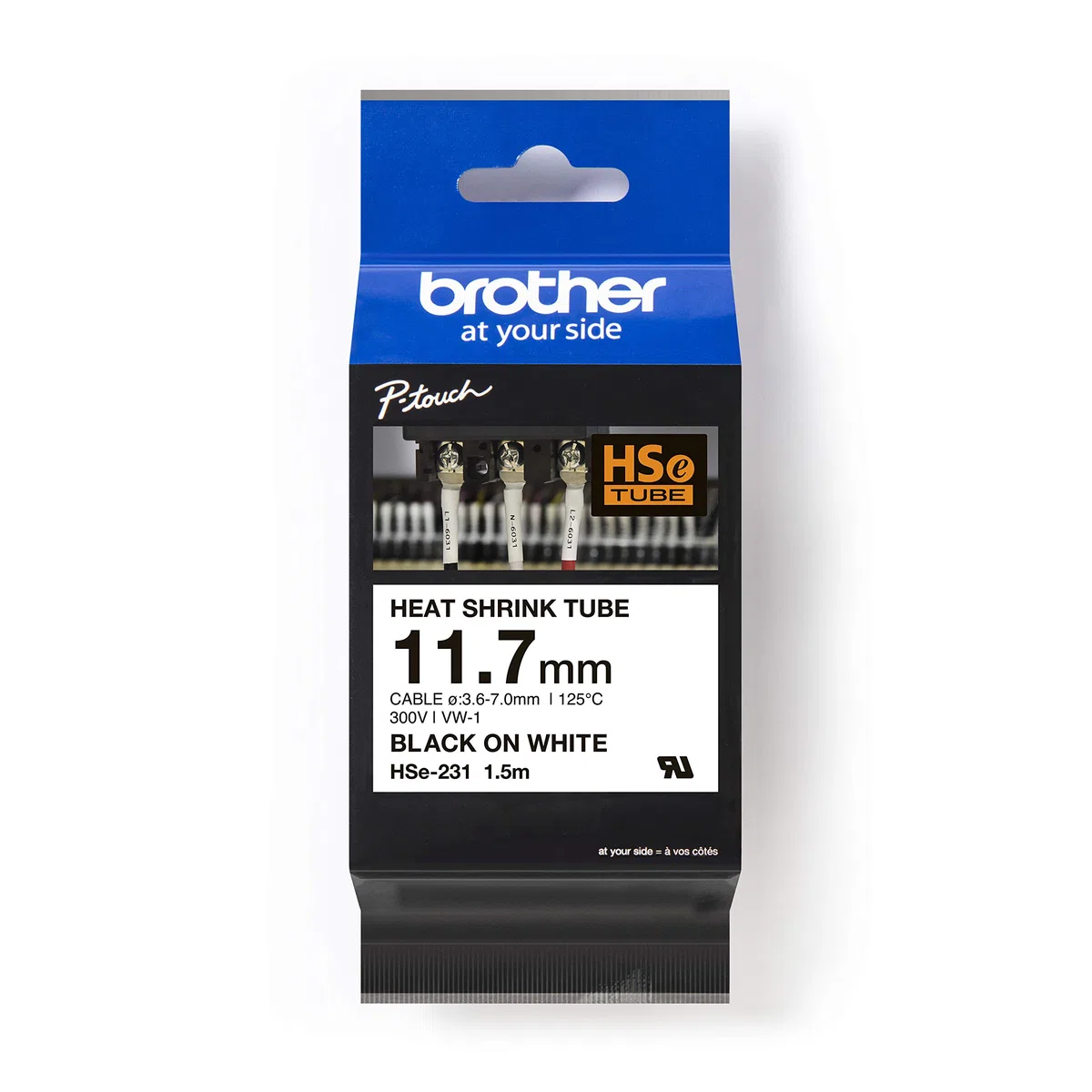 Brother HSe231 - Cinta tubo termorretráctil (ancho: 11,7 mm, longitud: 1,5 m, cable recomendado: Ø 3,6 mm a 7 mm)