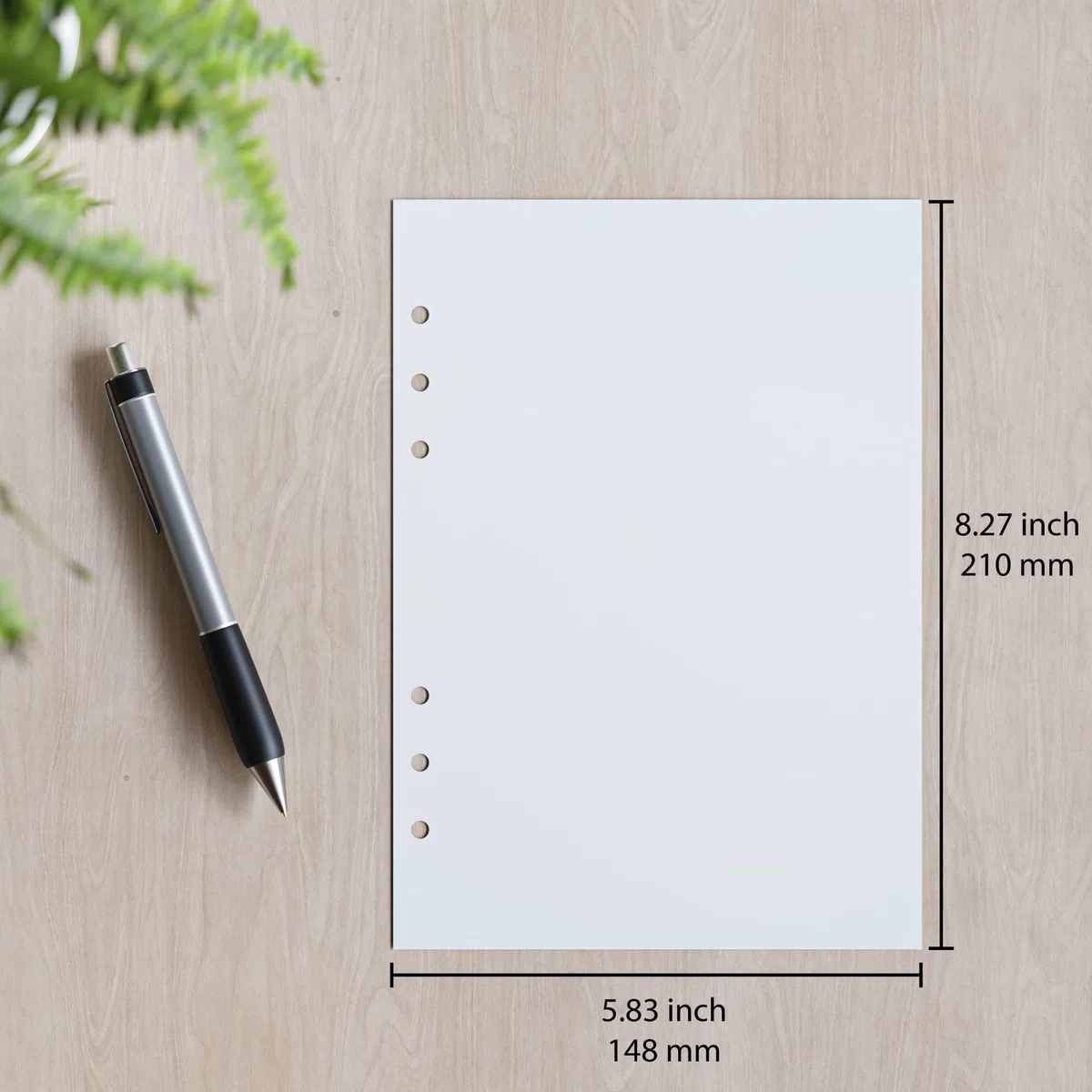 Papel en blanco A5, 120 g/m², 6 agujeros perforados, 200 hojas (400 páginas), papel de impresora de 148 x 210 mm