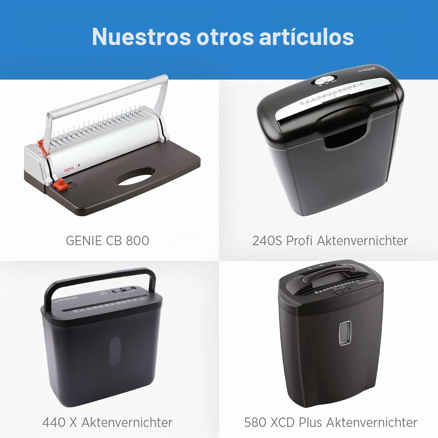 Genie CB 850 - Encuadernadora, hasta 350 hojas, DIN A4, incluye juego de 75 piezas, color plata y negro
