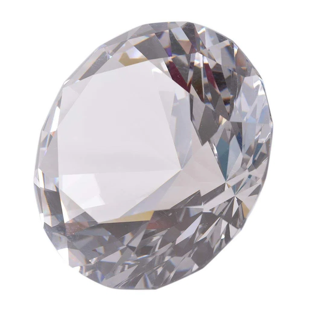 Pisapapeles LONGWIN con diseño de diamante de varias caras, 100 mm, color sólido, transparente