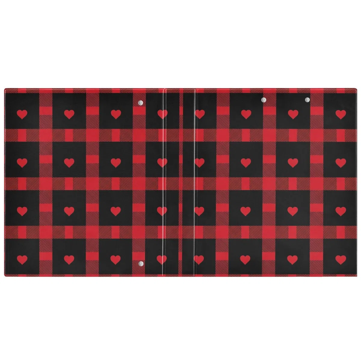 Carpeta clásica de tres anillos a cuadros rojos y negros, carpeta de anillos en D, paquete de 2 | Con portapapeles y bolsillos, para escuela, universidad, oficina