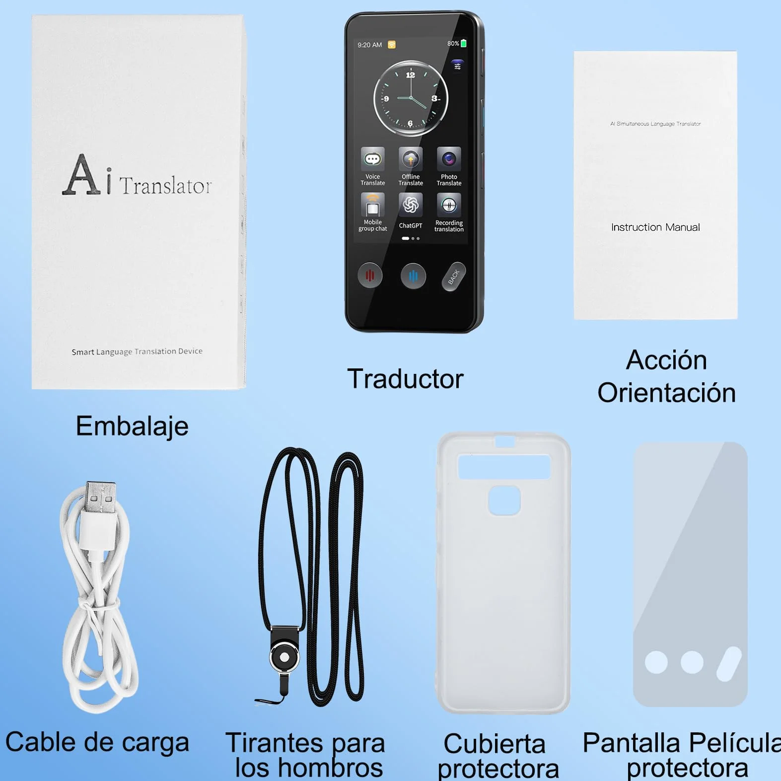 Dispositivo de Traducción Idioma, Traductor AI Inteligente de 143 Idiomas con,Traducción Desconectado y Traducción Bidireccional Instantánea,Aprender Regalos de Negocios de Viaje