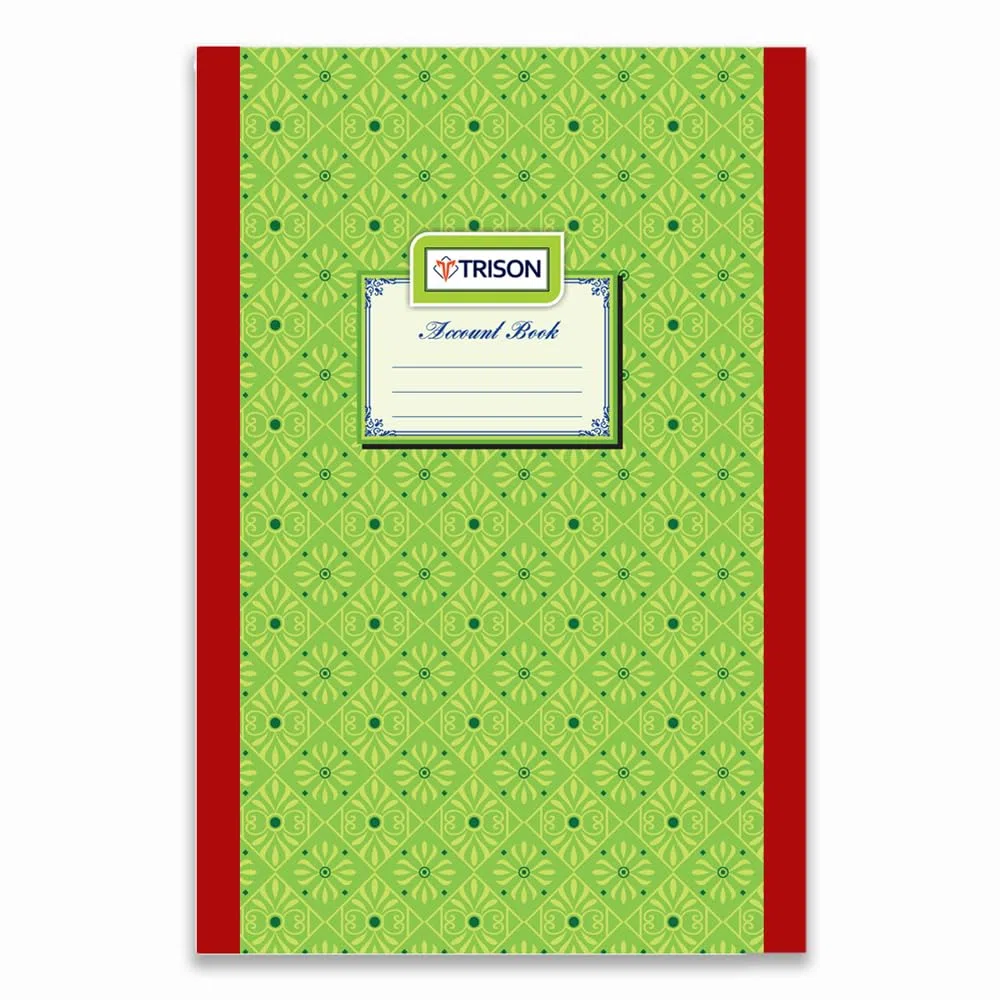 Trison Registro de existencias, 50 páginas (incluyendo páginas de índice), 19 x 31 cm, tapa dura, papel de contabilidad verde, Quire 1, paquete de 1