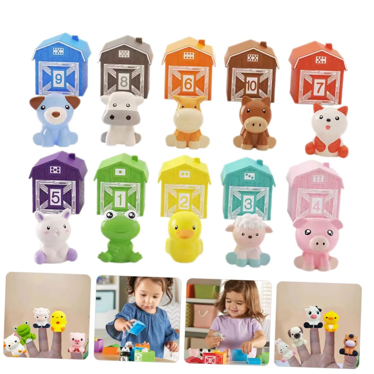 Tofficu Figuras Flexibles de Dedo de Animales para Niños, 10 Piezas de Plástico Diseño de Dibujos Animados, Fáciles de Usar para Enseñanza y Juego Educativo Estilo Aleatorio