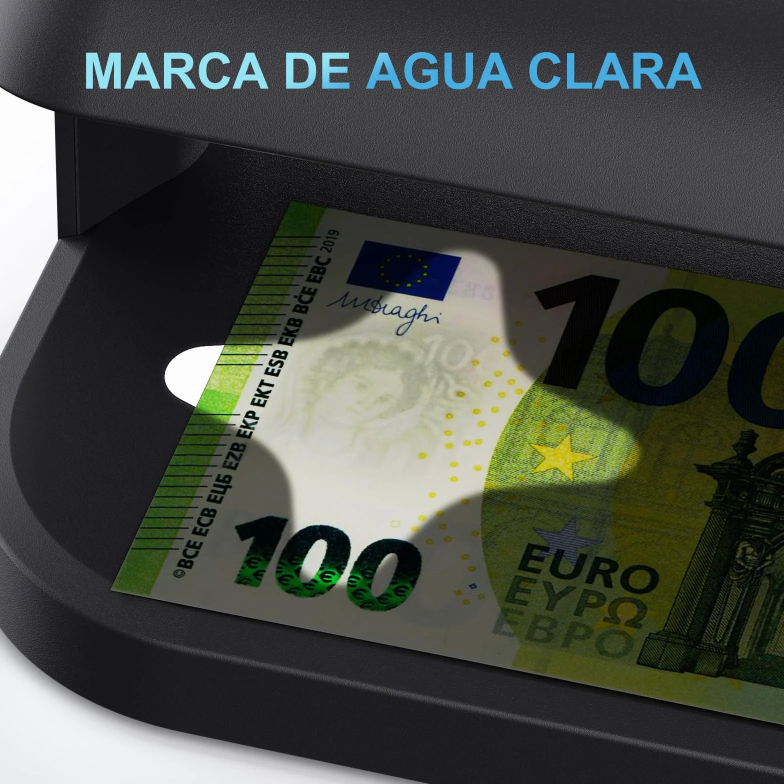 Detector de billetes falsos Aneken AL-17 con 2 lámparas UV LED de 1800 lúmenes, verificador de billetes UV para tarjetas y documentos de identificación, apto para euros y todas las divisas