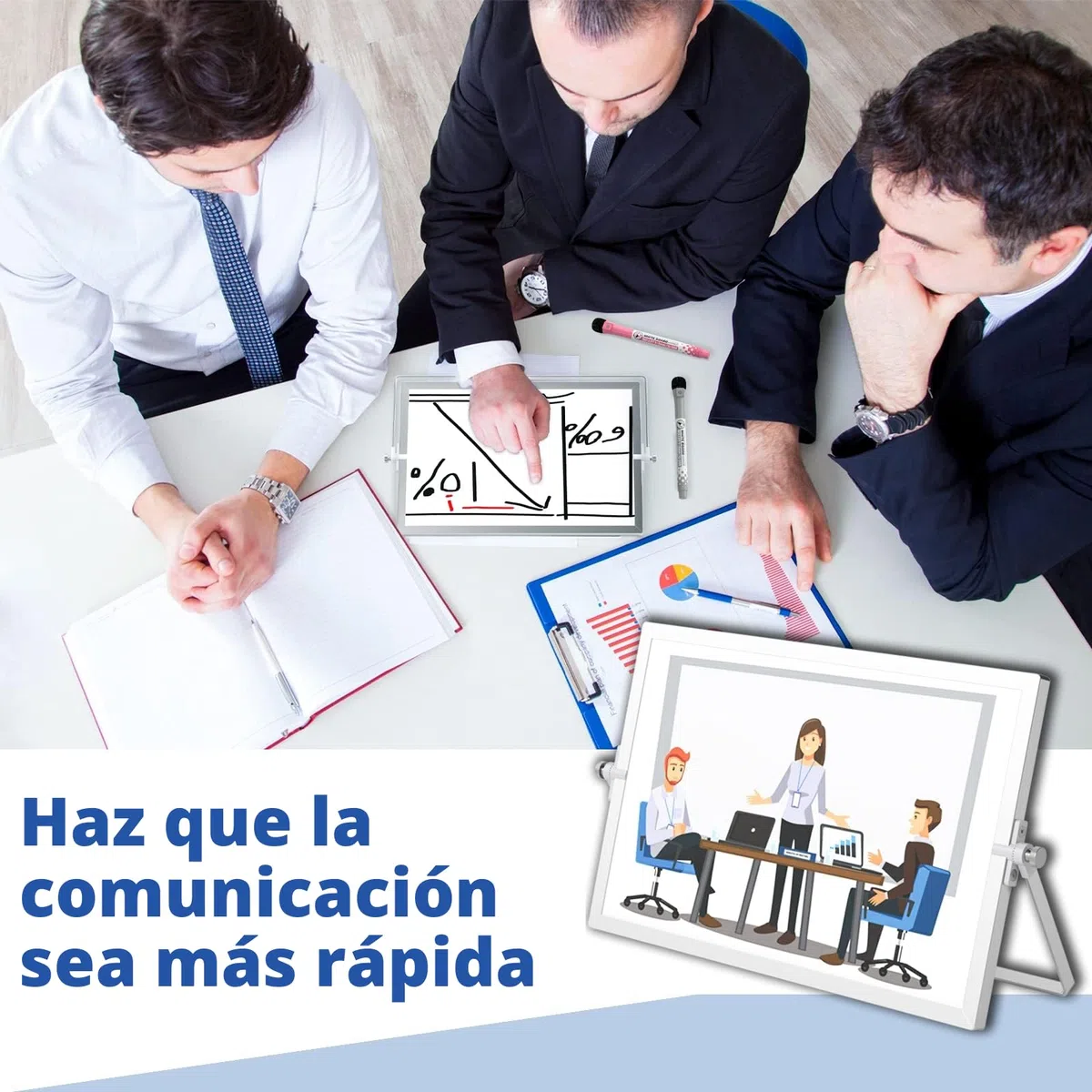 Nicpro A3 Pizarra Blanca, Pizarra Magnética Doble Cara con Soporte, 8 Rotuladores, 1 Borrador, 4 Imanes, Caballete de Pizarra Portátil para Estudiantes Útiles Escolares Oficina