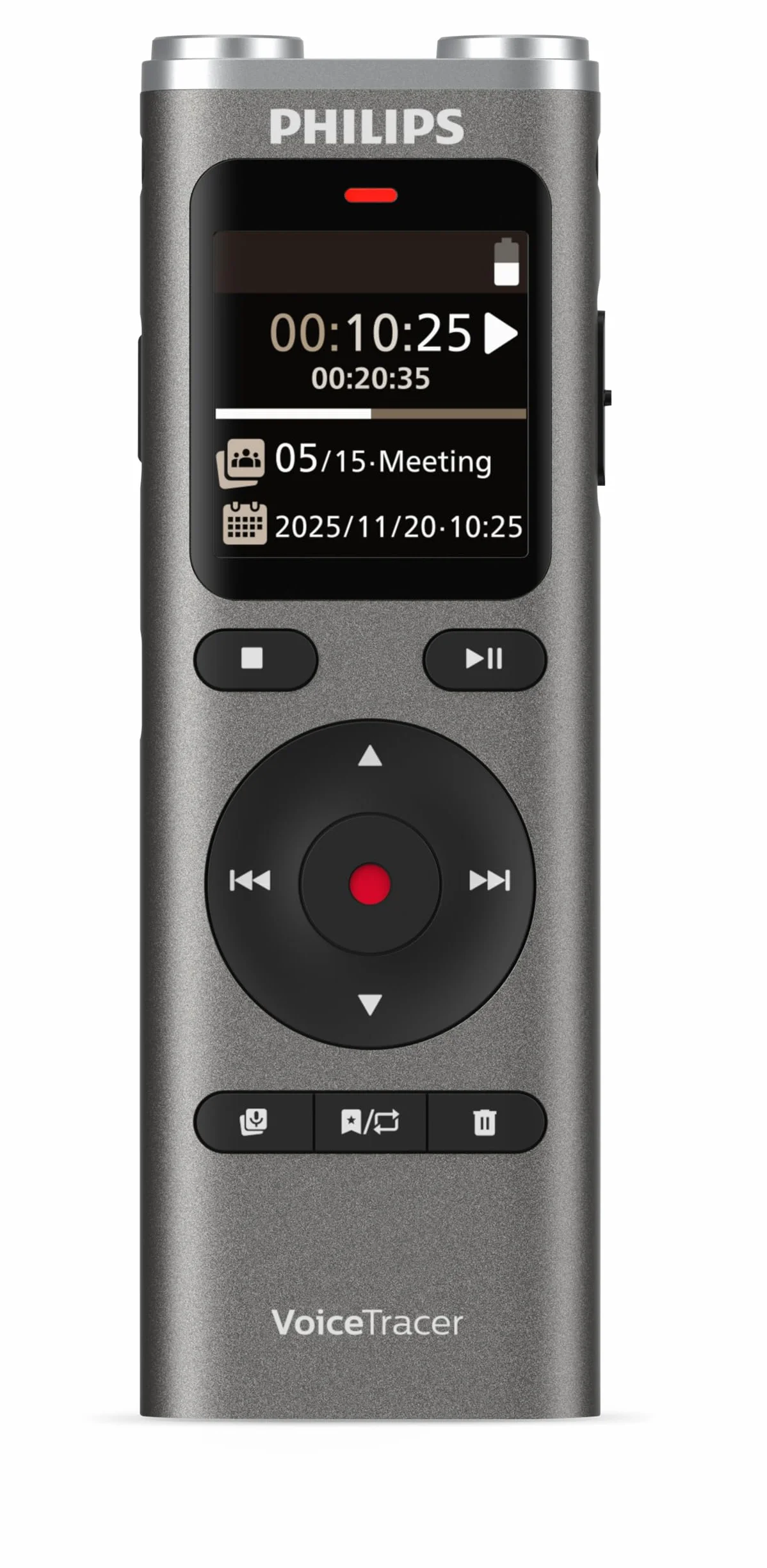 Philips DVT2075 VoiceTracer, grabadora de Audio, 8 GB, MP3, estéreo, batería Recargable de polímero de Litio. Sembly AI para reconocimiento de Voz multialtavoz, creación de resúmenes, actas de