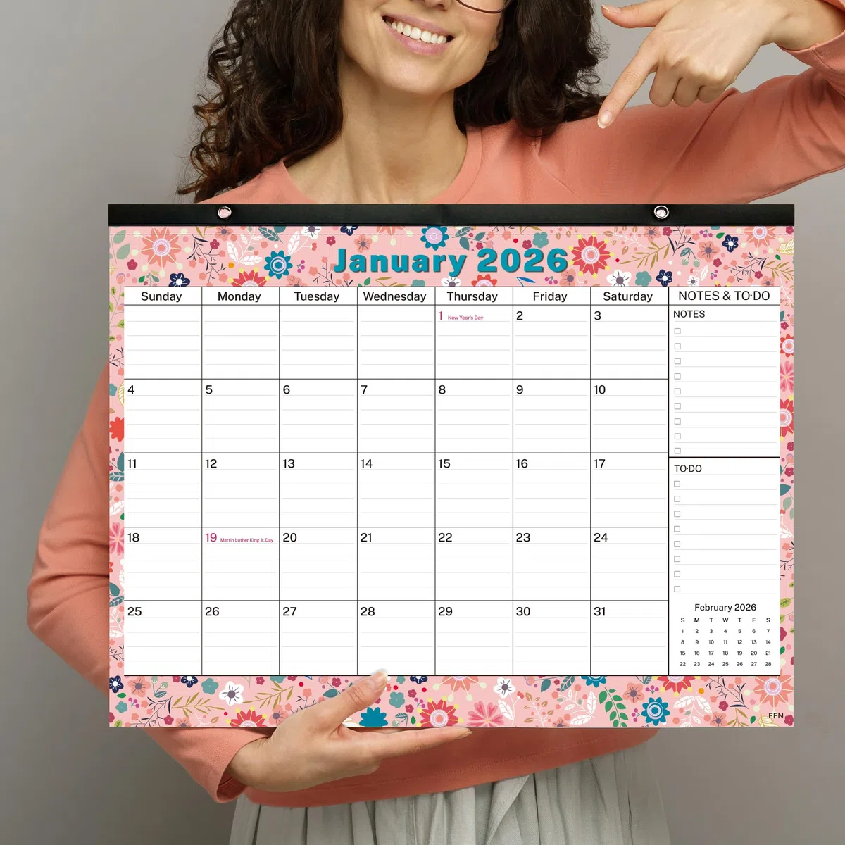 Calendario académico mensual grande de escritorio 2019-2020, diseño floral con imanes para nevera y pared, calendario grande de agosto de 2019 a diciembre de 2020, 17.3 x 13.2 pulgadas