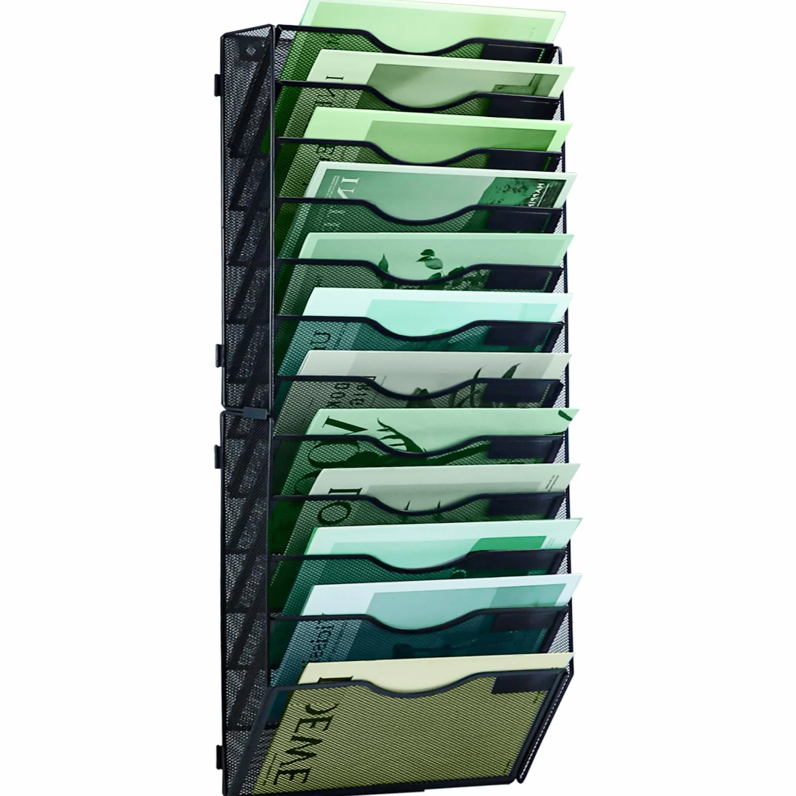 Organizador de archivos de pared vertical de malla 12 niveles negro
