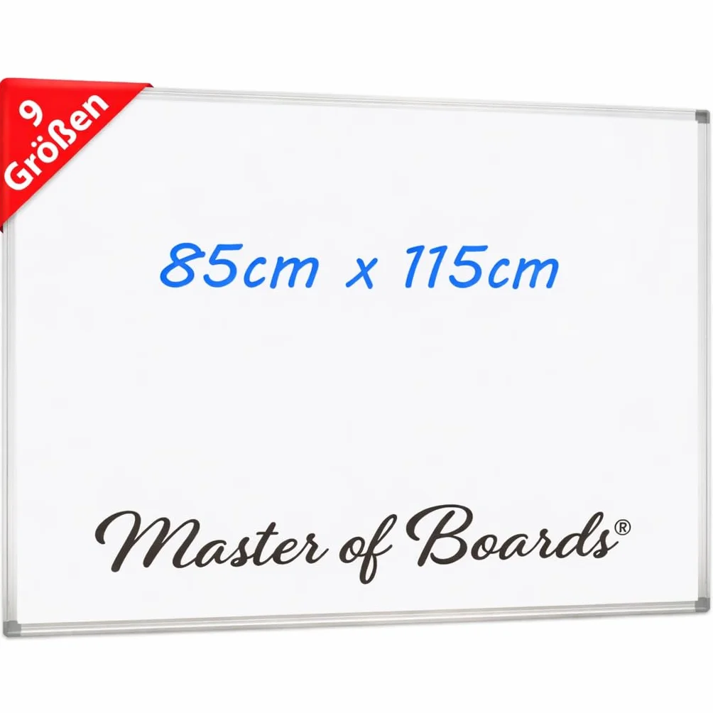 MOB Pizarra blanca magnética de 115 x 85 cm, con marco de aluminio y bandeja extraíble para rotuladores, para oficina, hogar y escuela, pizarra magnética resistente a los arañazos y borrado en seco