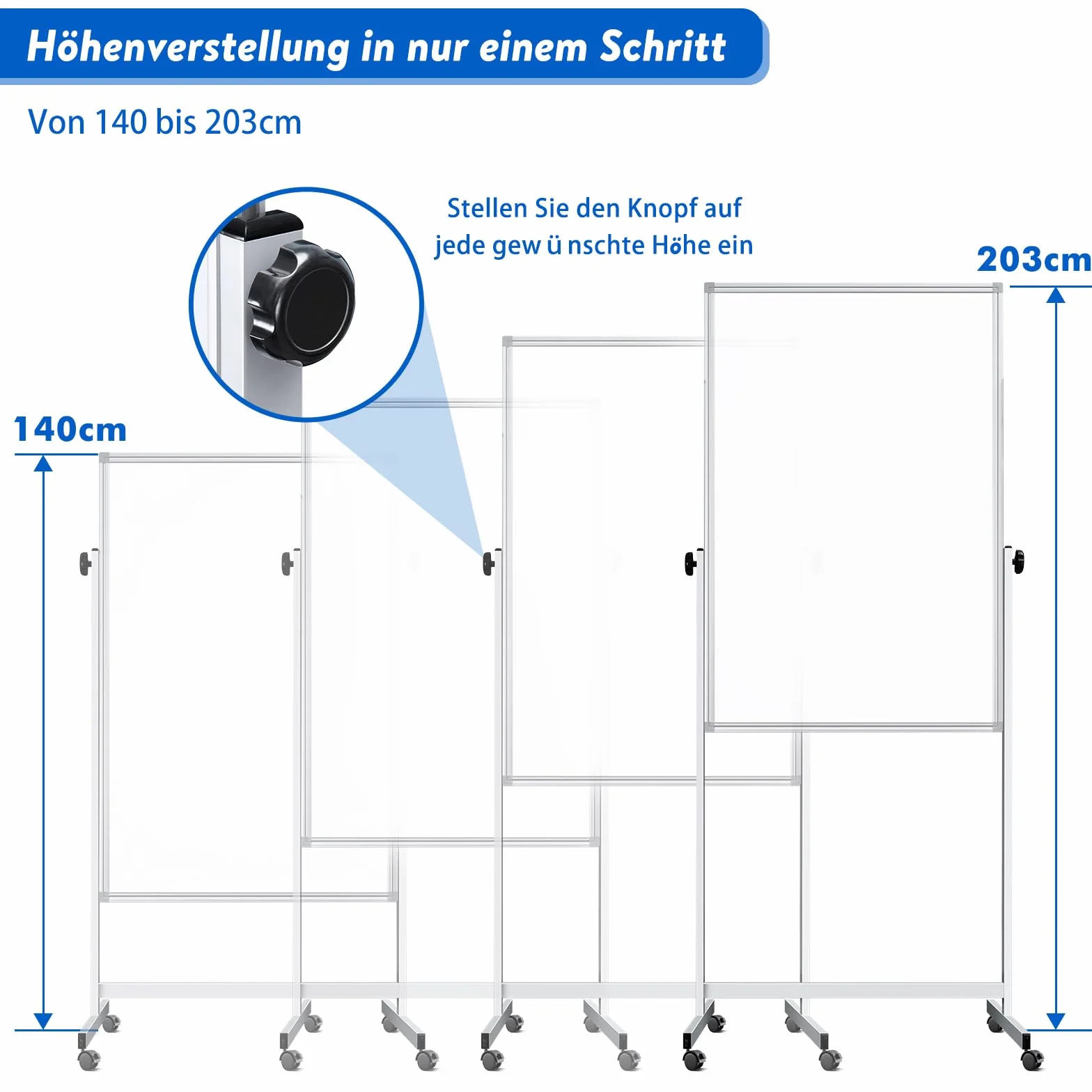 maxtek - Pizarra blanca móvil ajustable en altura, 120 x 80 cm, pizarra blanca magnética de doble cara con soporte, pizarra blanca de borrado en seco para oficina, aula y hogar