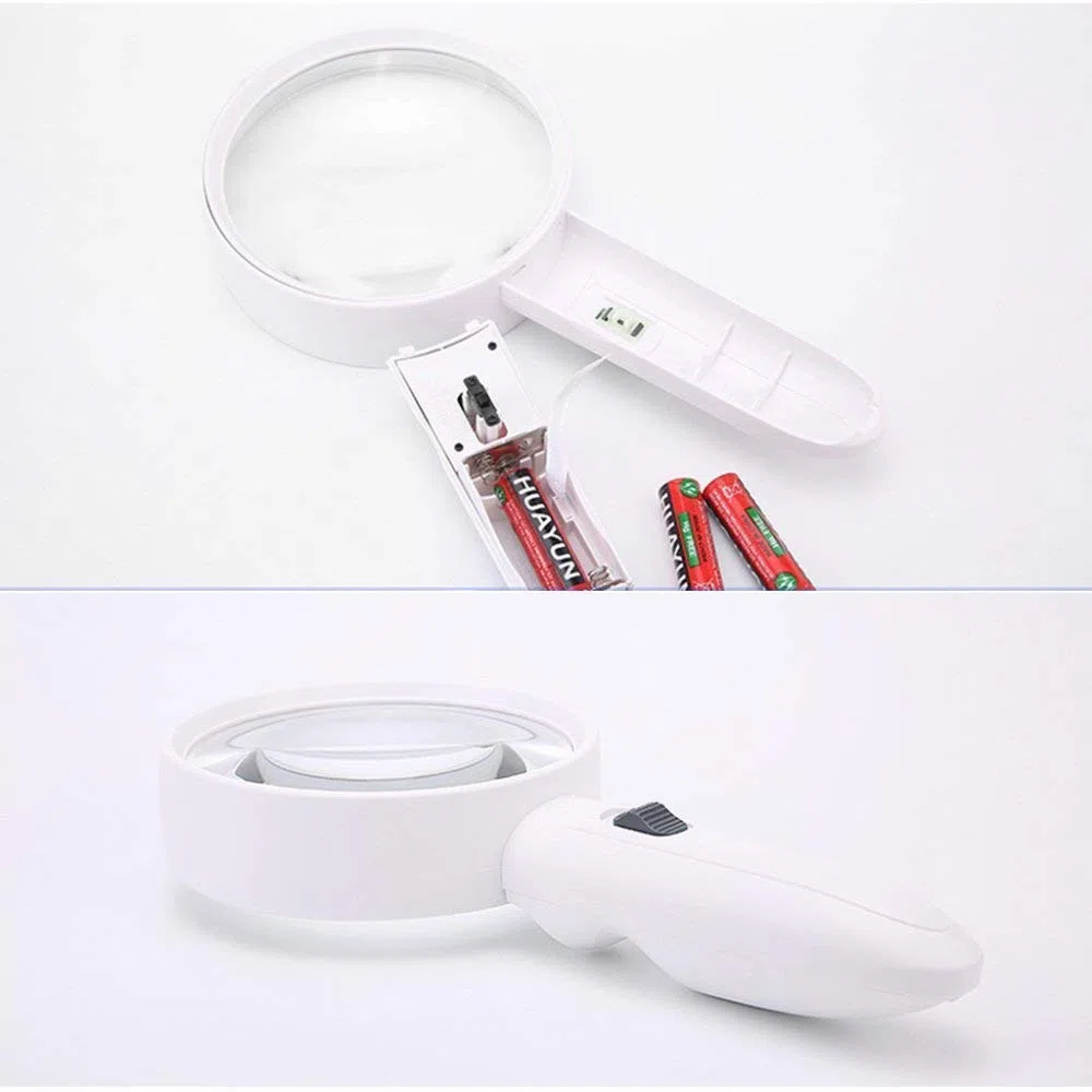 Lupa de Mano con luz LED para Lectura de Estudiantes, portátil, de Alta definición, de Gran Aumento, óptica