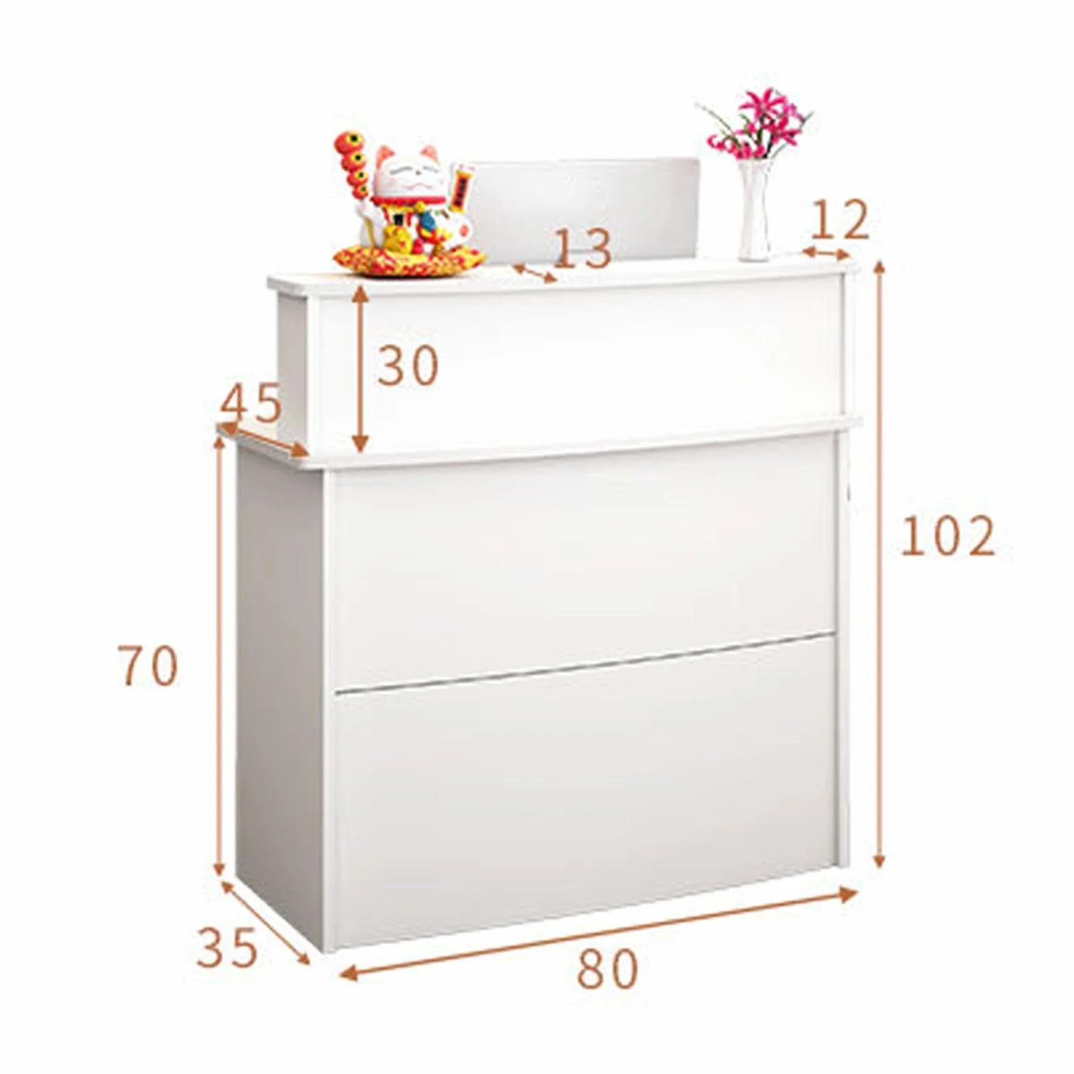 Mostrador de recepción con mostrador, mostrador de recepción con cajones con cerradura, para salón de belleza, supermercado, tienda de conveniencia, tienda de ropa, tienda de té con leche(White+Light