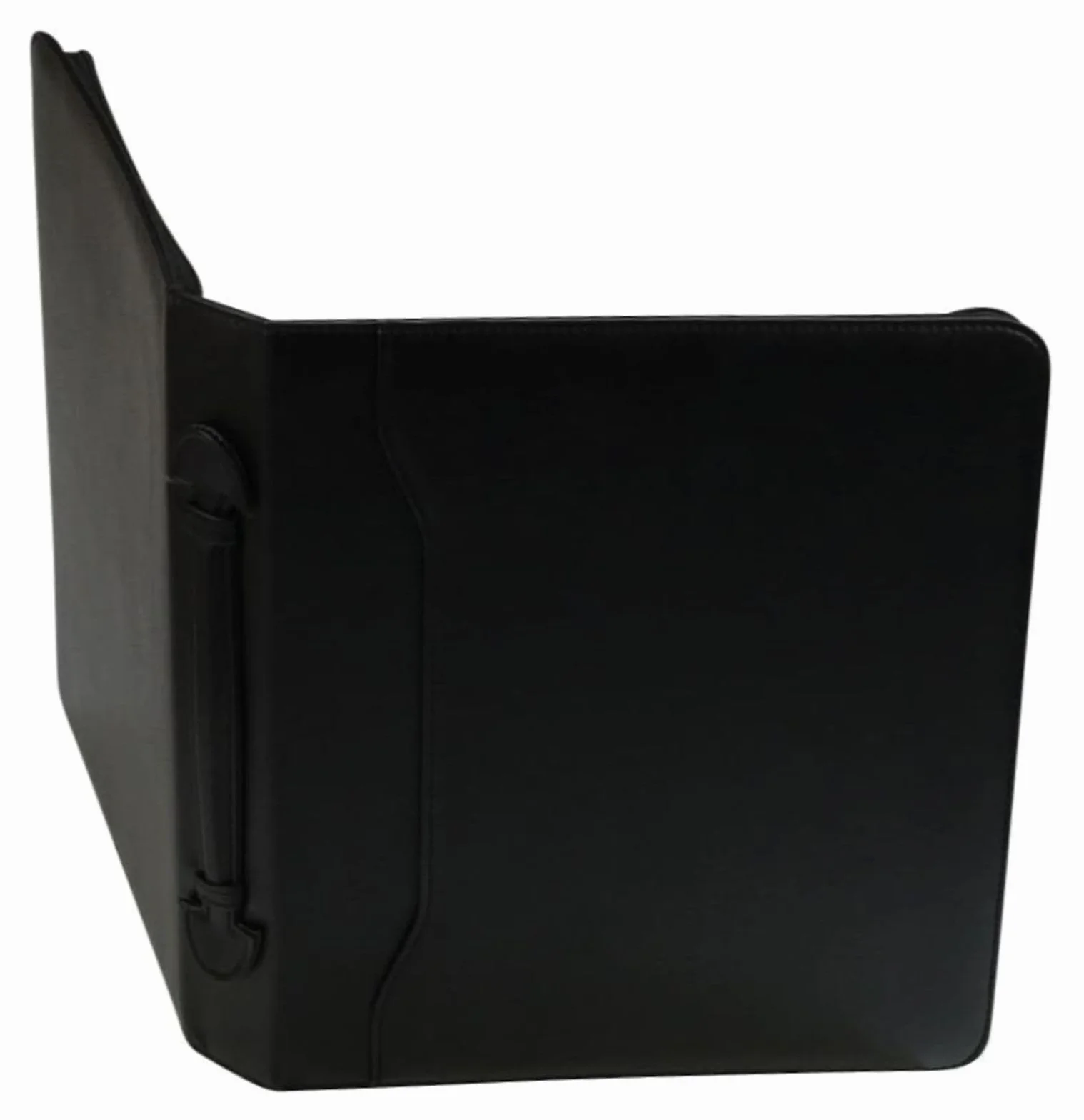 Alassio 30025 - Agenda de piel ecólogico (4 anillos, soporte para bolígrafos y tarjetas), color negro