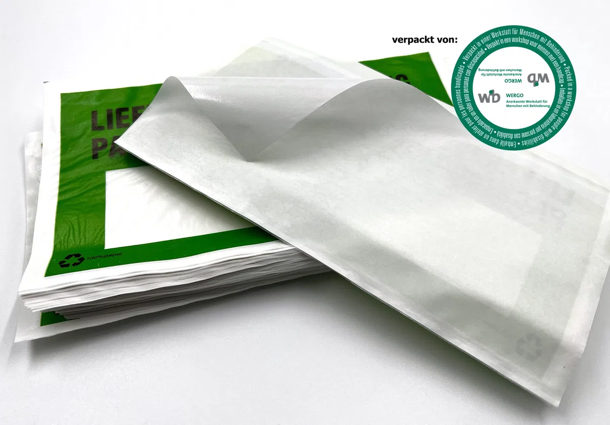 Sobres verdes de papel portadocumentos, para notas de entrega, facturas, recibos de devolución & Co - 250 unidades de fundas autoadhesivas - con dimensiones internas de 228x120 mm