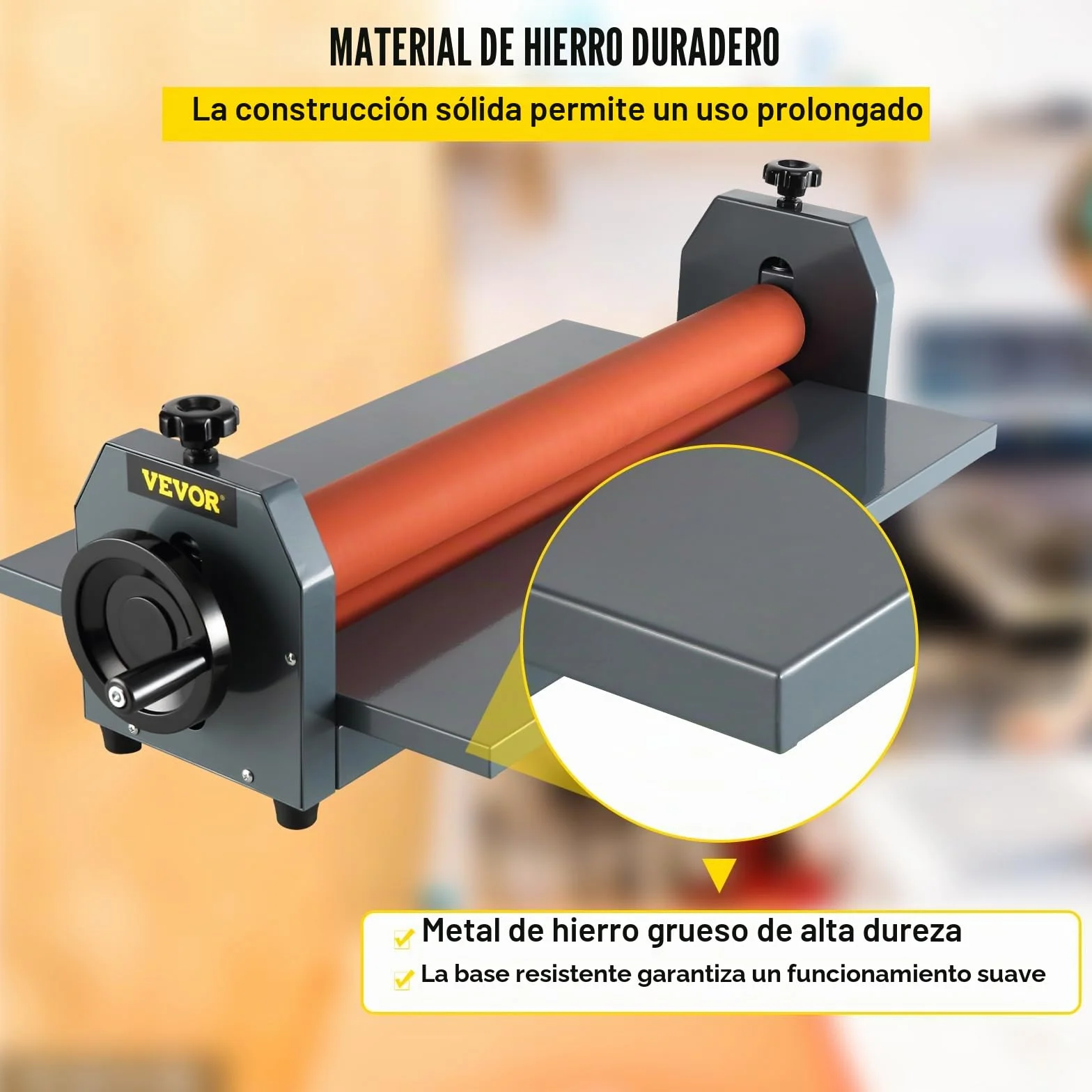 VEVOR Máquina Laminadora en Frío Manual de 1000 mm, Maquina Laminadora Profesional Espesor Máximo 18 mm, con Pies Ajustables, Laminadora de Rollo para Las Tiendas de Fotografía Publicidad Fotocopias
