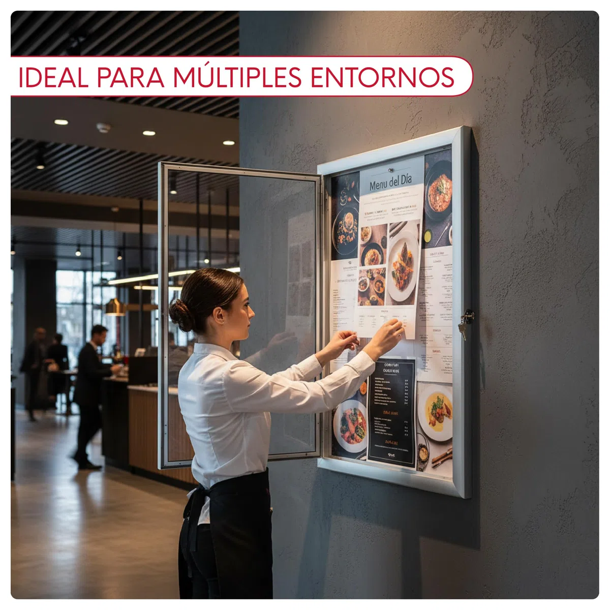 Vitrina Universal para Gráficas de Formato A1 | Tablón de Anuncios con Cerradura | Panel Expositor de Pósters en Aluminio y Metacrilato | Para Oficinas, Restaurantes, Comunidades