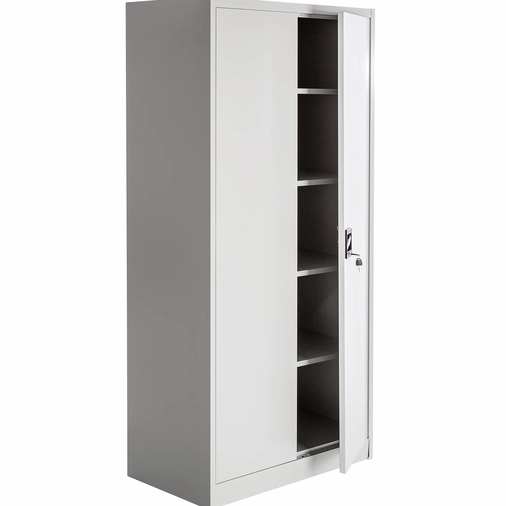 tectake® Armario Metalico Archivador Oficina, Mueble de Acero con Revestimiento en Polvo, con 2 Puertas y Cierre Seguridad, Armario Almacenaje, Muebles Oficina - 2 Estanterías 40 x 90 x 180 cm Gris
