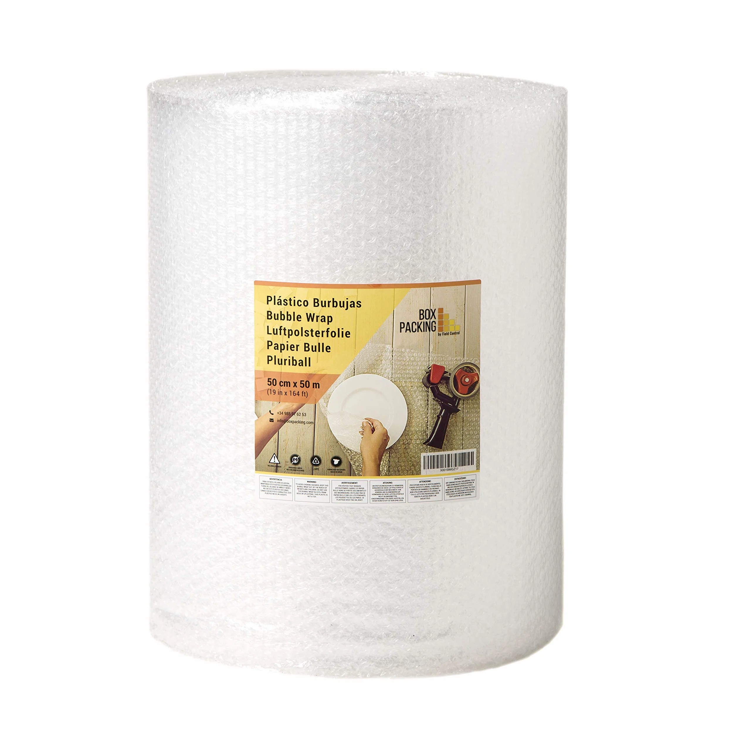 BOXPACKING | Papel Burbujas Embalaje Mudanza | Plástico Burbujas | 50 cm x 50 m | Rollo burbujas Embalaje | Bubble Wrap | Protección de objetos frágiles para envíos y mudanza | Burbuja 1 cm (50 g/m²)