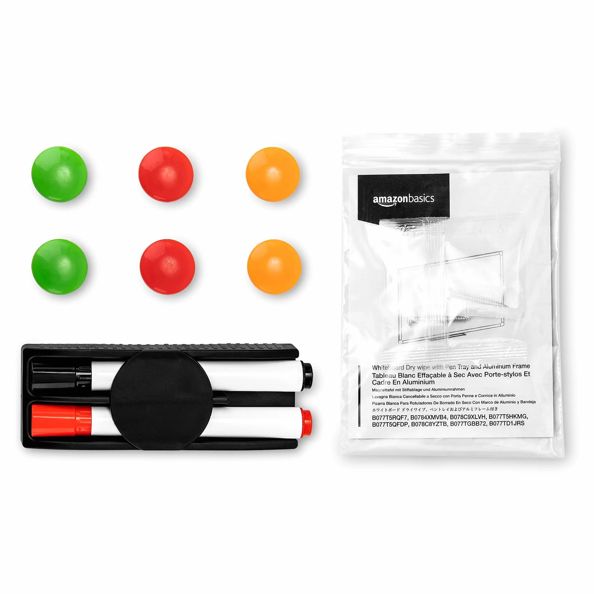 Amazon Basics Pizarra Blanca Magnética 90 x 60cm Marco Aluminio Bandeja Rotuladores Borrador Imanes