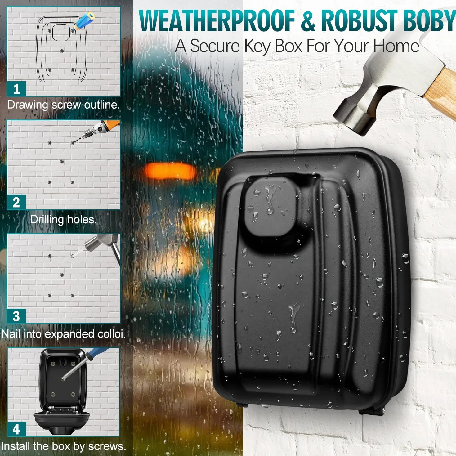Cajetin Llaves con Codigo Grande Caja Seguridad Llaves Exterior 12 Dígitos Impermeable