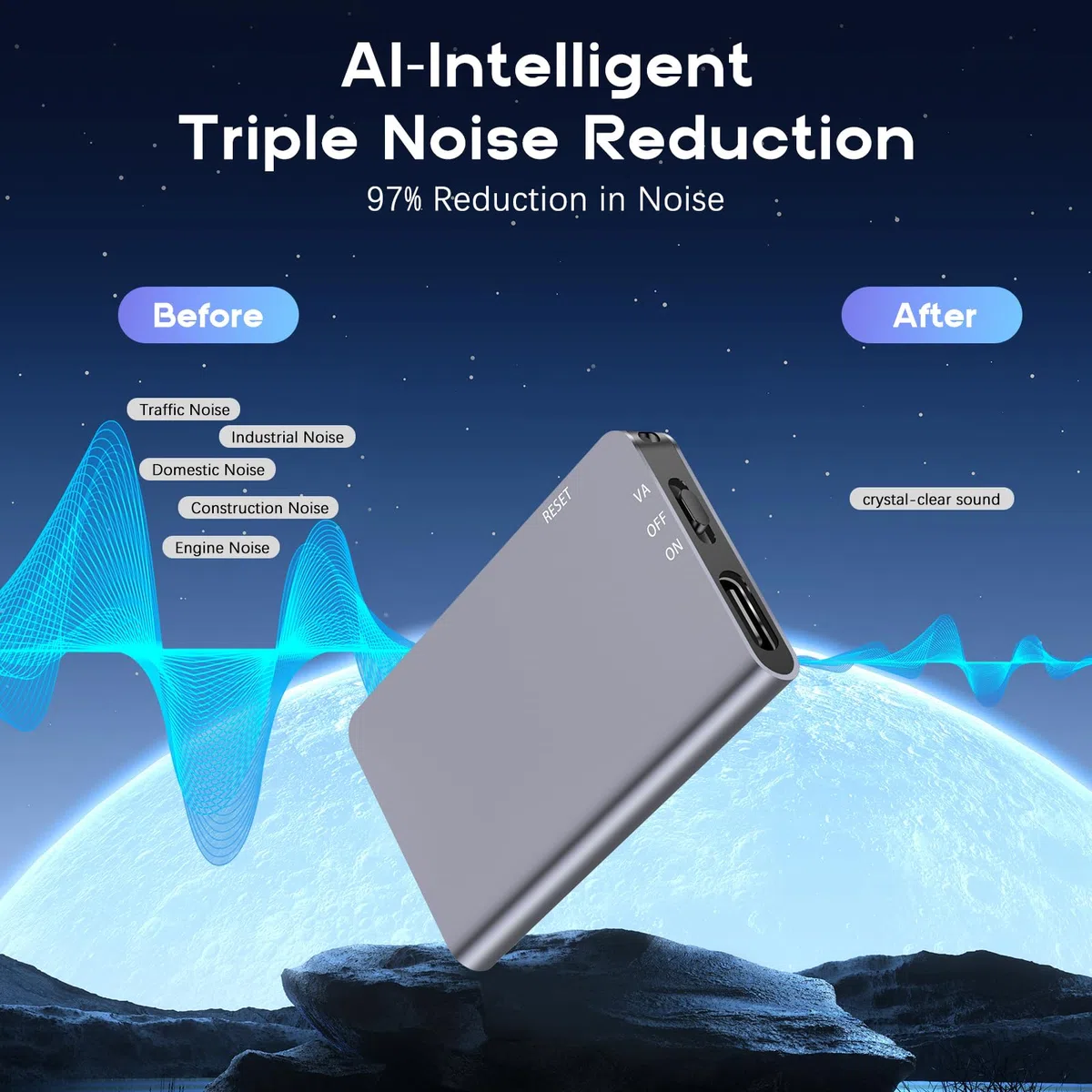 Grabadora de voz digital magnética de 128 GB (1520 horas) - Grabadora activada por voz con triple reducción de ruido inteligente de IA - Dispositivo de grabación de audio para conferencias, reuniones