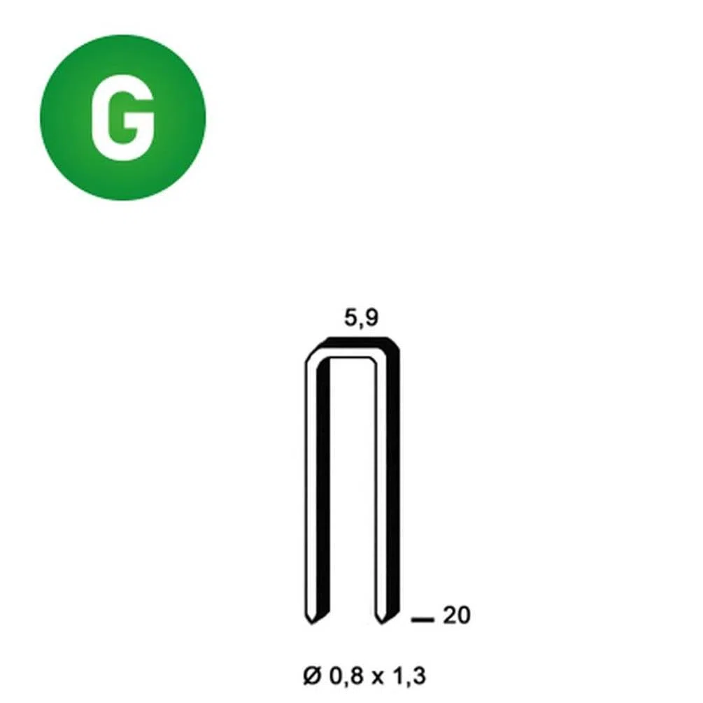 D-Work 8.000 grapas galvanizadas K-20-5.9x20x0.8x1.3 mm