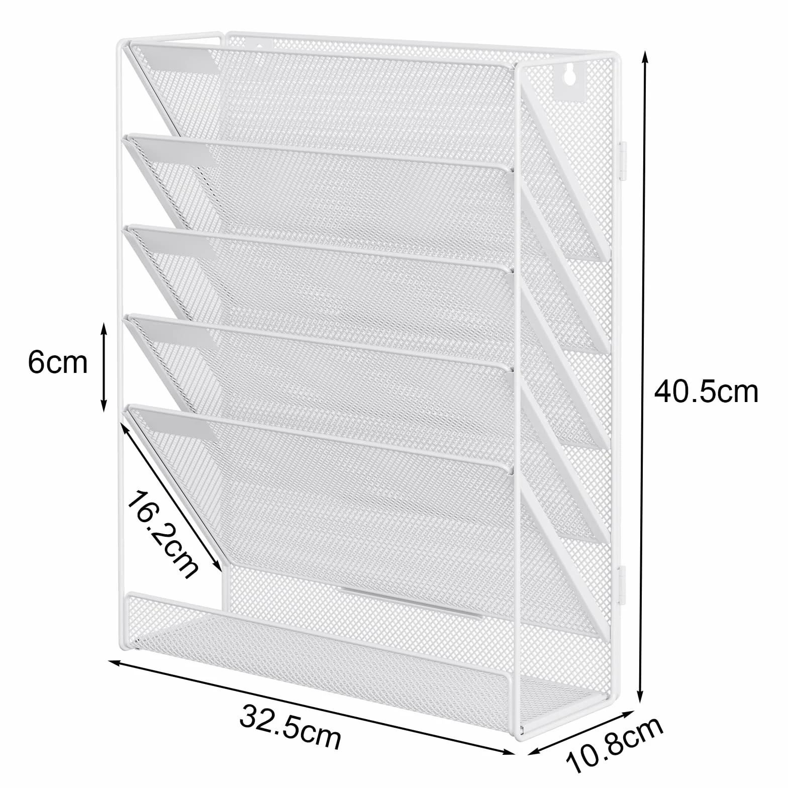EasyPAG Soporte Documentos Pared A4 6 Compartimentos Metal Organizador Archivador Blanco