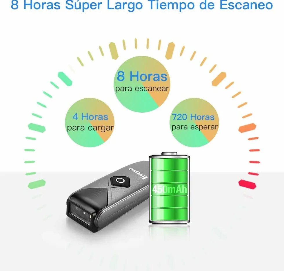 Eyoyo 2D Escáner de Código de Barras Bluetooth, QR Lector de Código de Barras 1D USB 2,4G Inalámbrico Data Matrix con Manual en Castellano y Inglés, Pistola Portátil para iOS, Android, Tabletas y PC