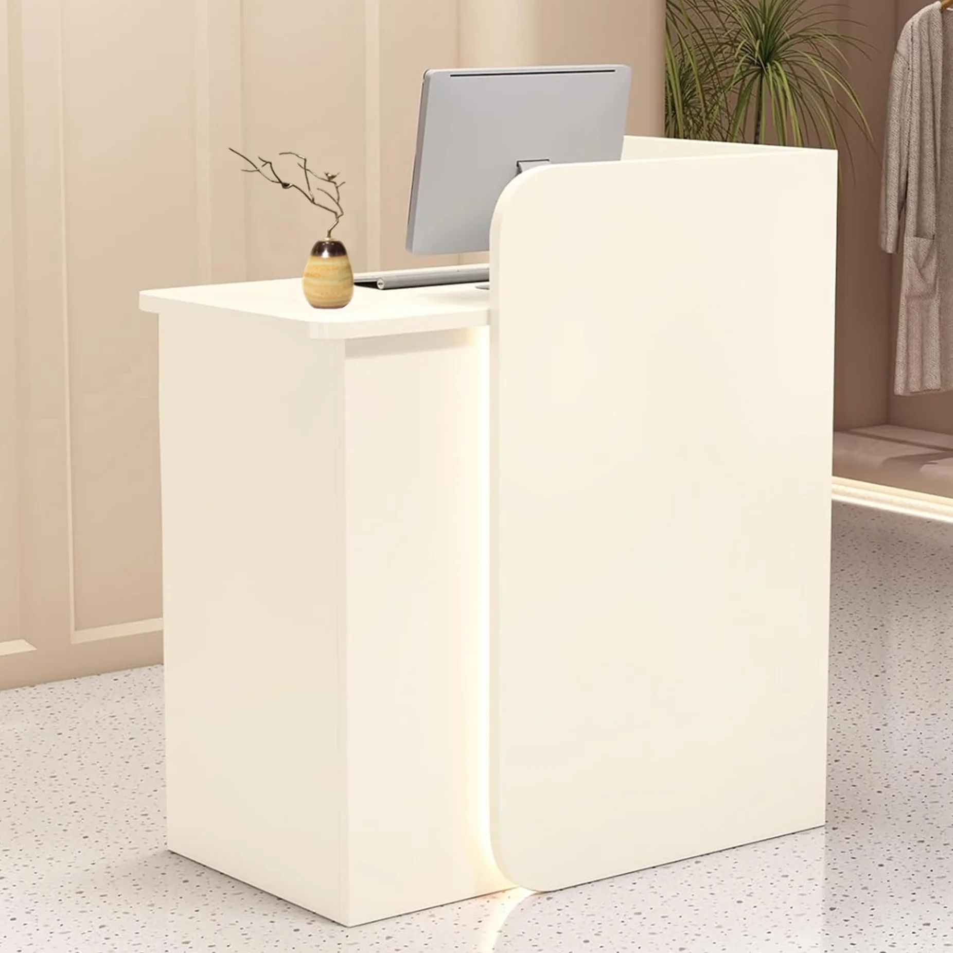 Mostradores para Tiendas,Mostrador Recepcion Moderno,Recepciones Peluqueria,Mesa de Recepción con Cajón Cerradura,Mueble de Recepción,para Oficina Comercio Hotele Salones de Belleza(Wit,60X45X100CM)