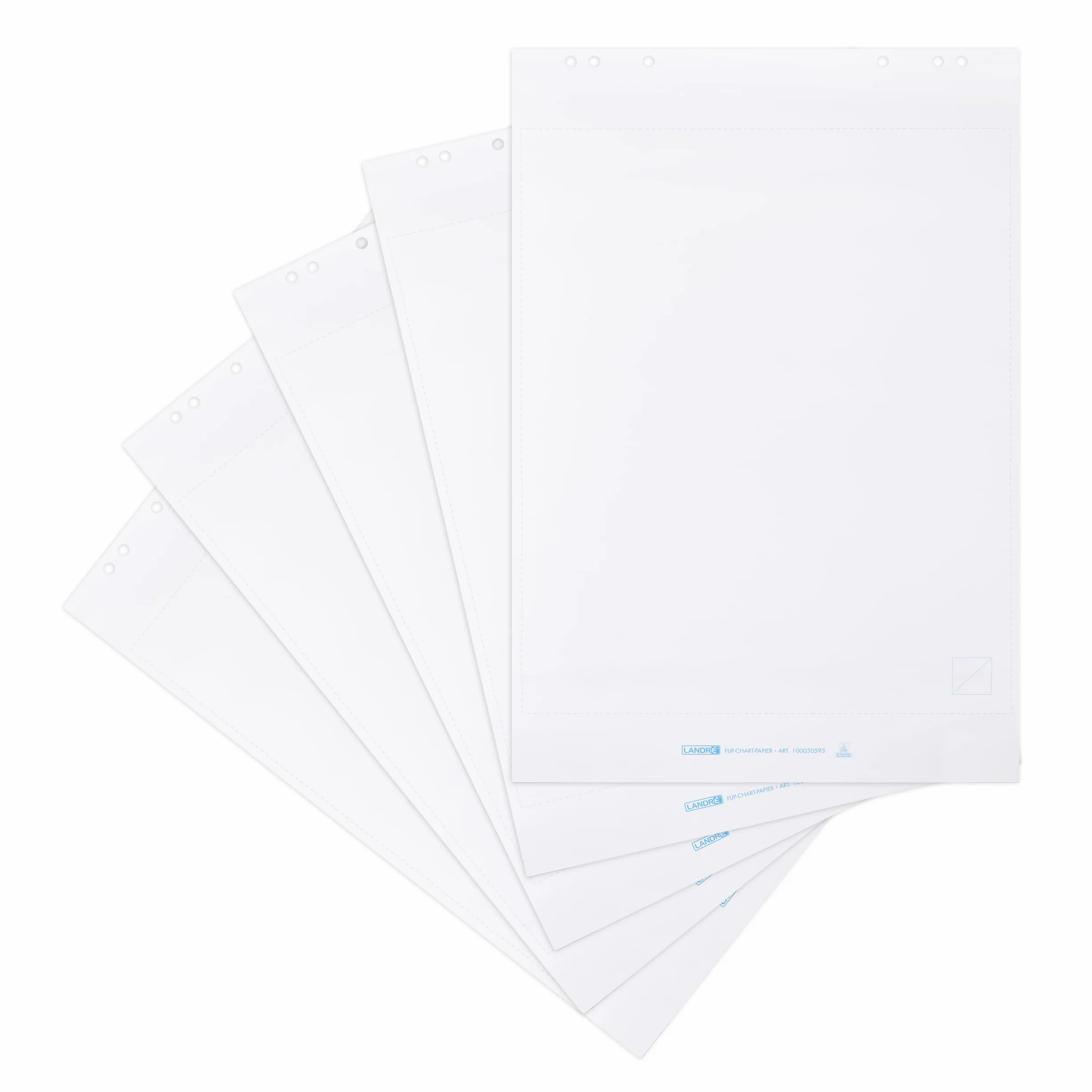 LANDRE Papel de rotafolio reciclado, blanco, 20 hojas, 6 perforaciones, 5 unidades