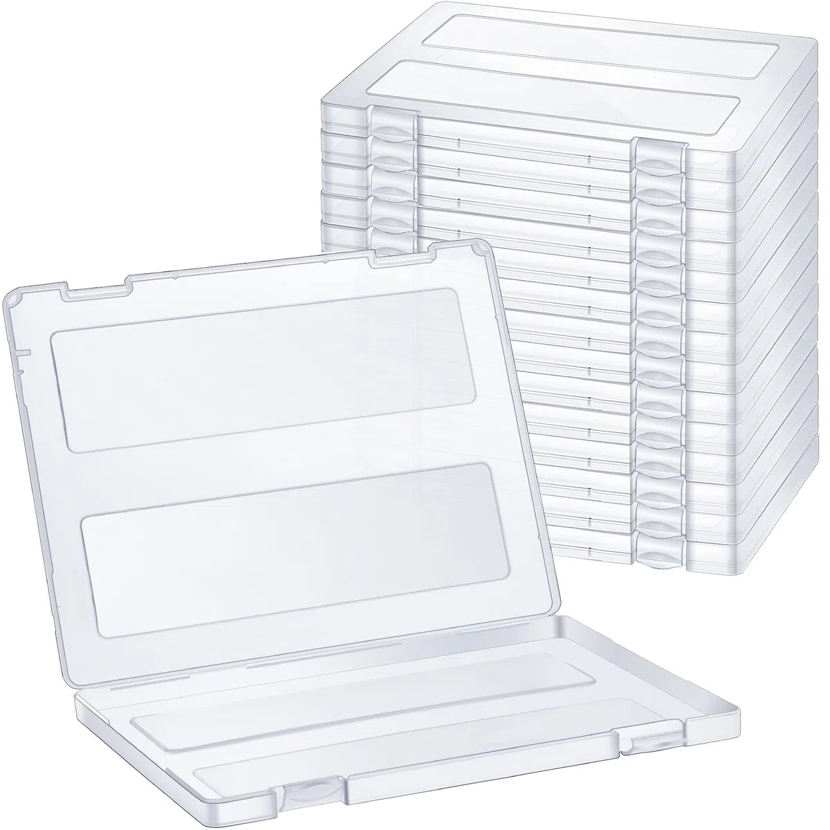 Caja de archivos A4, caja de almacenamiento de fotos A4, estuche portátil de plástico transparente, caja organizadora de documentos para suministros escolares de oficina, accesorios de 12.52 x 9.5 x