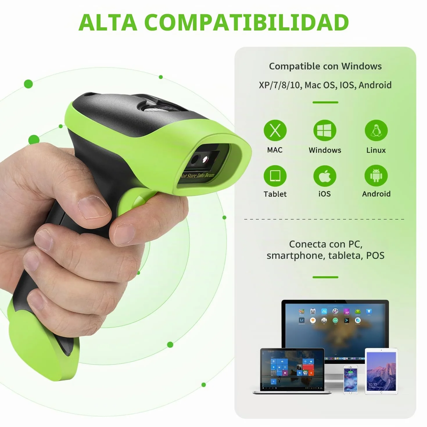 NetumScan Escáner de Código de Barras Inalámbrico Bluetooth 1D 2D QR NSL8BL