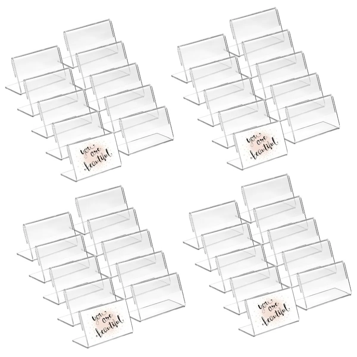 ULTECHNOVO 192piezas Soporte De Carteles Transparente Shape De Titulares De Tarjetas para Exhibición Mesas para Nombres Precios y Números De Mesa Oficinas y Tiendas