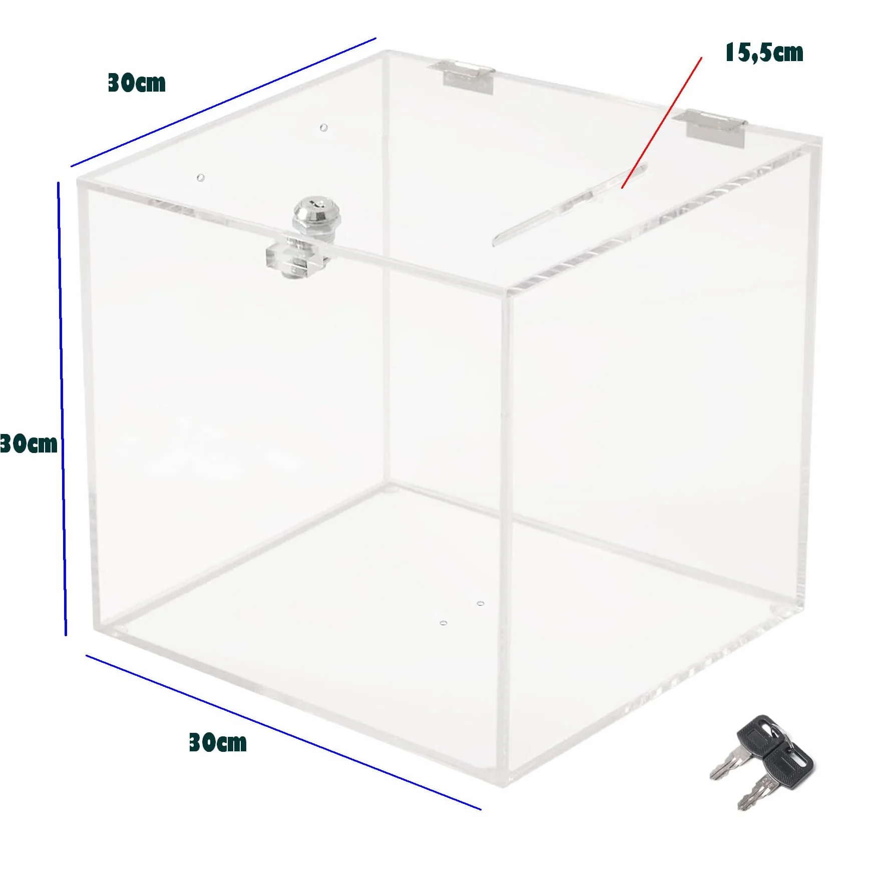 TUKA-i-AKUT Caja de Donaciones Cerrada 30x30x30 cm, Acrílica Transparente Lotería/Promoción/Acción/Votaciones, TKD8260-30cm