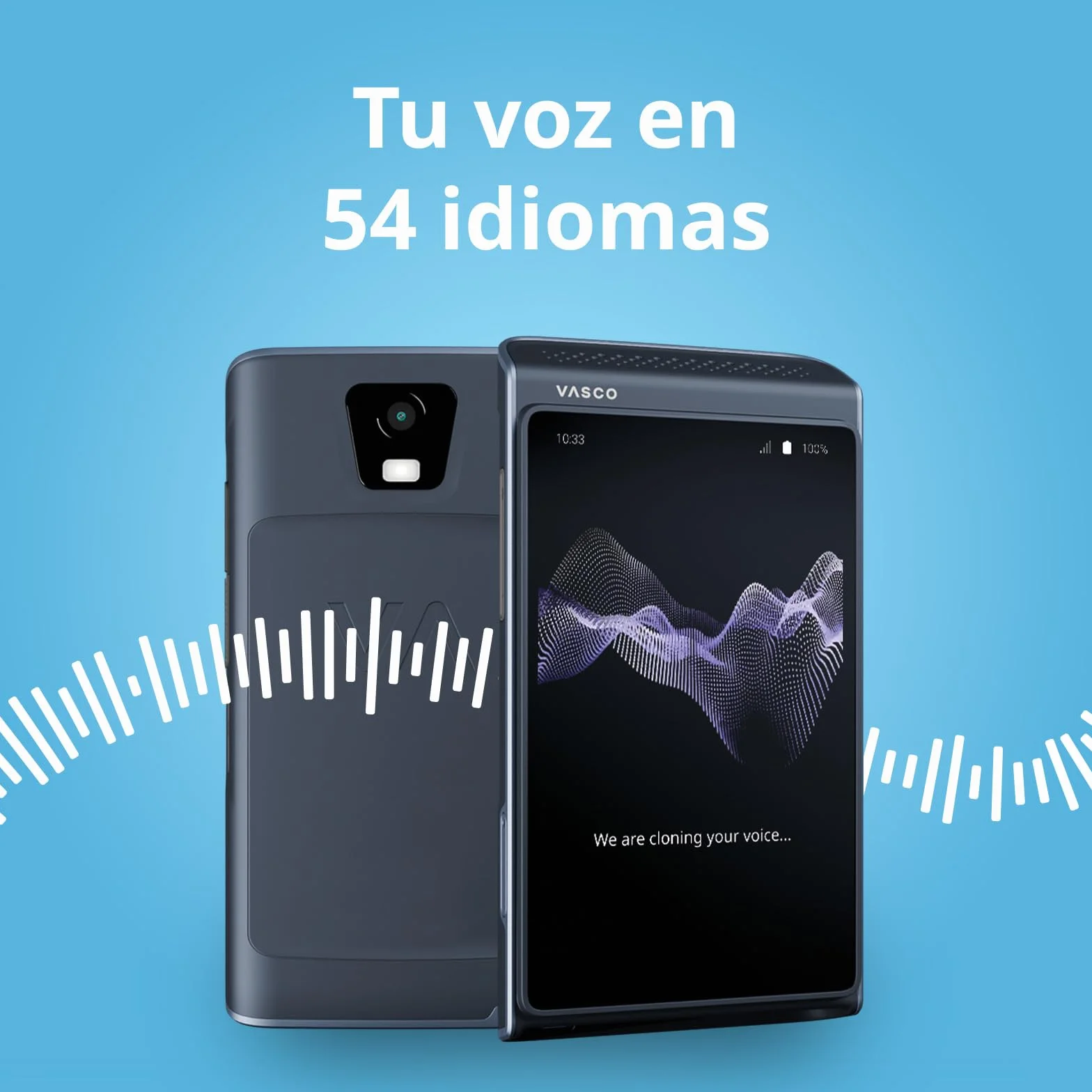 Vasco Q1 Traductor | Traductor instantáneo de voz. Clonación de voz mediante IA | 113 idiomas | Internet sin costes de por vida en casi 200 países | Phantom Black