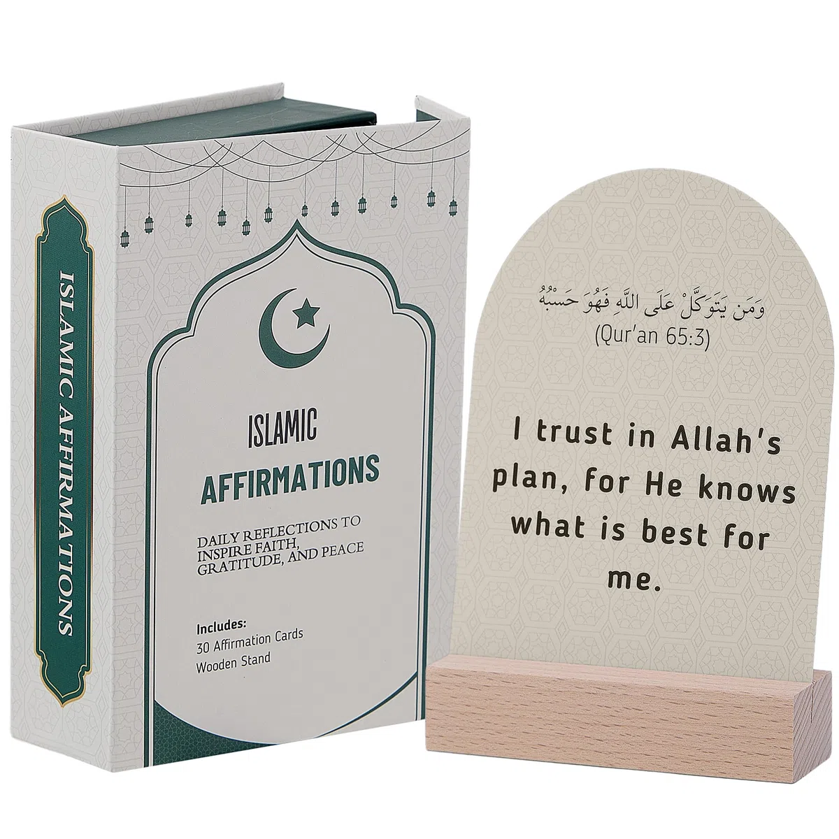 Juego de 30 tarjetas de afirmación islámica, caja magnética y soporte, ideal para regalos de Eid, regalos islámicos, decoraciones de Eid para el hogar, grandes regalos de Eid para mujeres