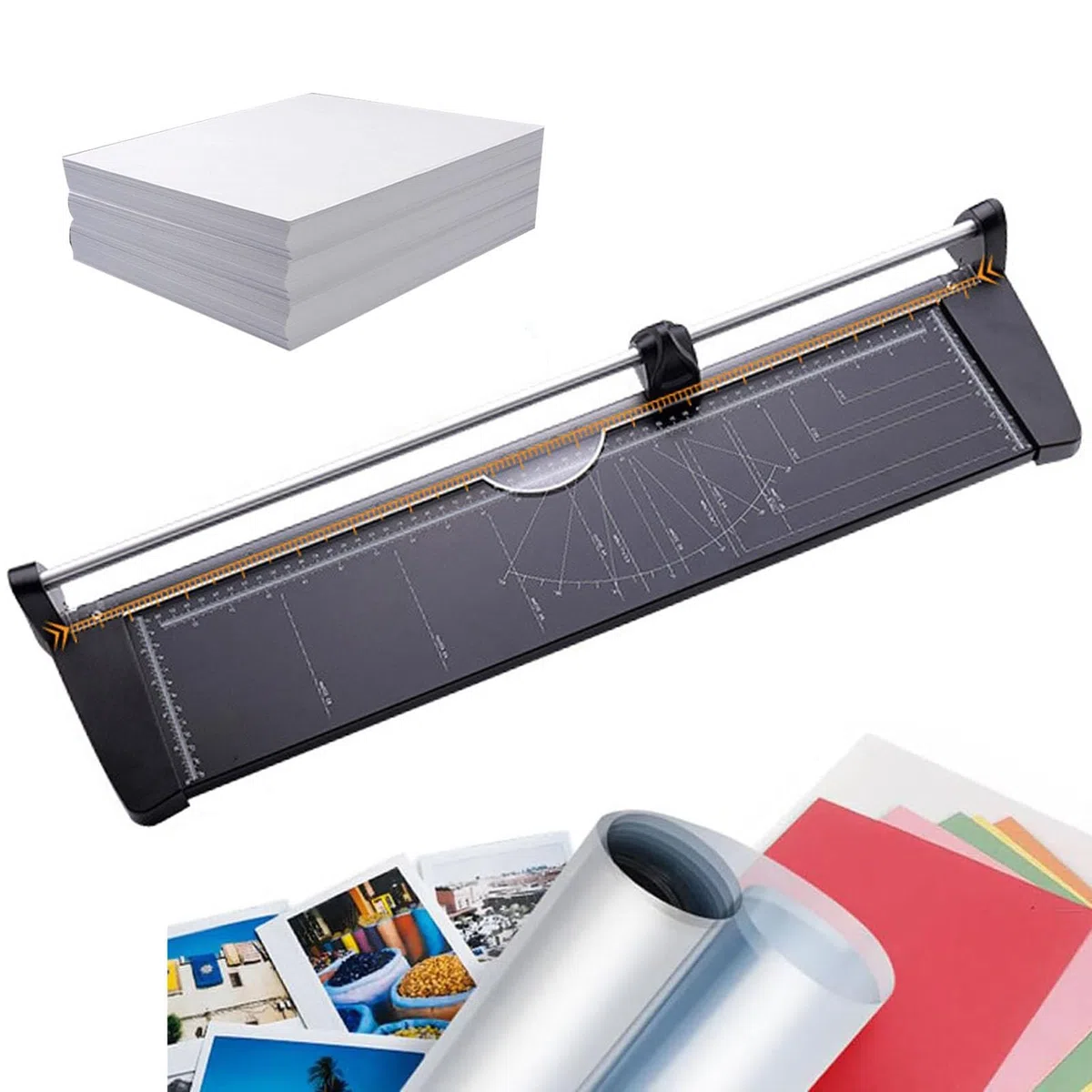 Cortadora de Papel de Alta Resistencia, Guillotina A4/A3/A2, Capacidad de Corte de hasta 10 Hojas, Cabezal de Guillotina Deslizante, Panel metálico Inoxidable(A2)