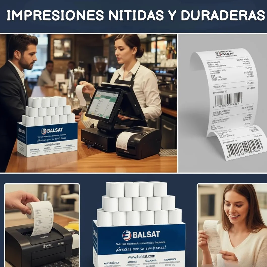 BALSAT 80 Rollos Papel Térmico 80x60 para TPV | Rollo Ticket 80x60 Termico Calidad Superior | Rollos Térmicos 80x60 | Para Impresoras TPV, Cajas Registradoras, Tickets y Recibos