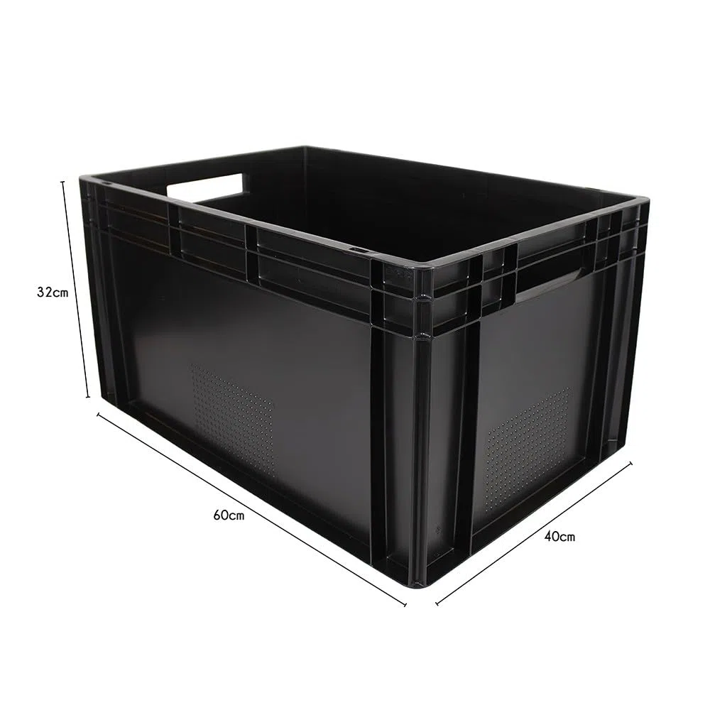 Box and beyond – Lote de 3 bandejas de desfiladero – 60 x 40 x 32 cm – 60 L – Carga 20 kg – Plástico negro – Almacenamiento, almacenamiento, herramientas, bricolaje, resistente – Reutilizable – Garaje