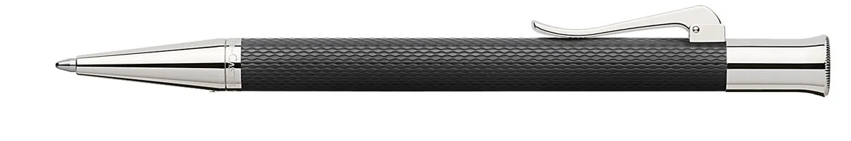 Graf von Faber-Castell 146530 Bolígrafo Guilloche, negro | Cuerpo de resina noble guilloché con piezas metálicas rodiadas y recambio de gran capacidad B apto para documentos